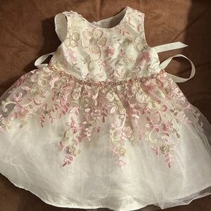 Rare Editions Pink and White Baby Dress